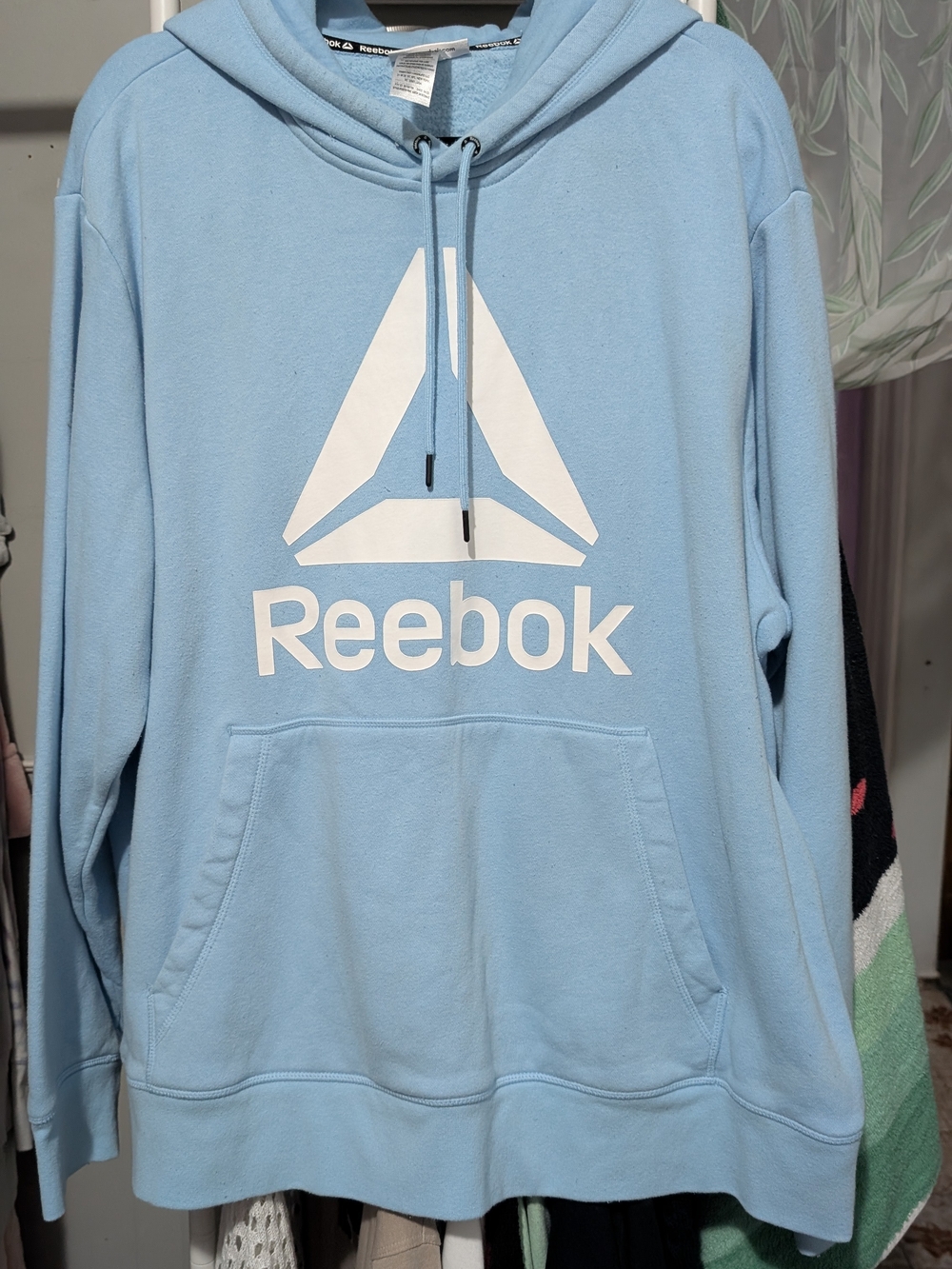 Reebok Light Blue Crewneck Hoodie with White Logo